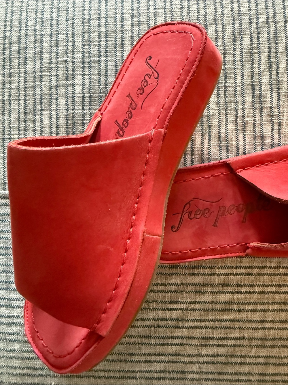Free People Red Suede Slide Sandals - Picture 3 of 6